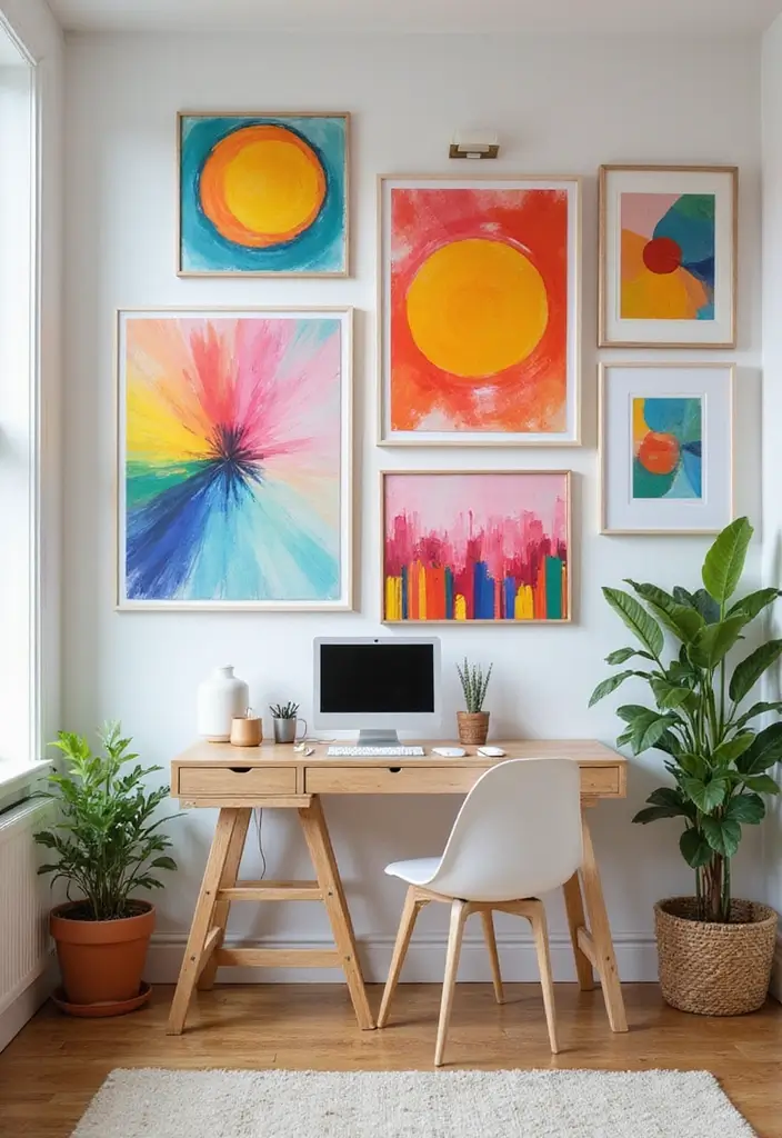 25 Funky Office Decor Ideas That Feel Fun and Unique 1. Colorful Wall Art