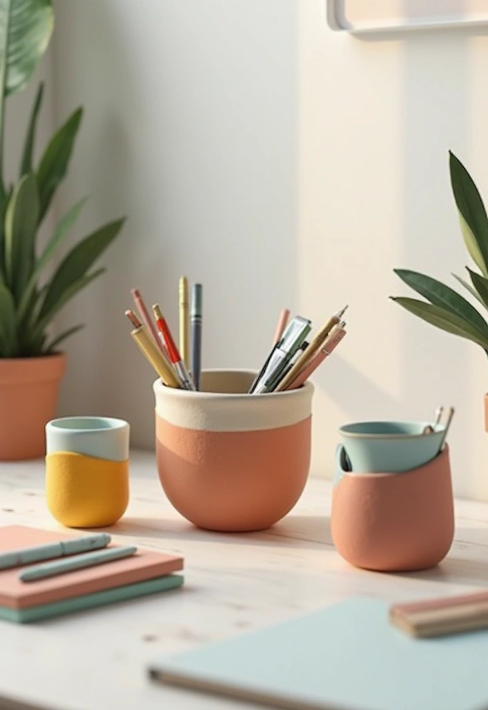 25 Funky Office Decor Ideas That Feel Fun and Unique 10. Artistic Desk Organizers