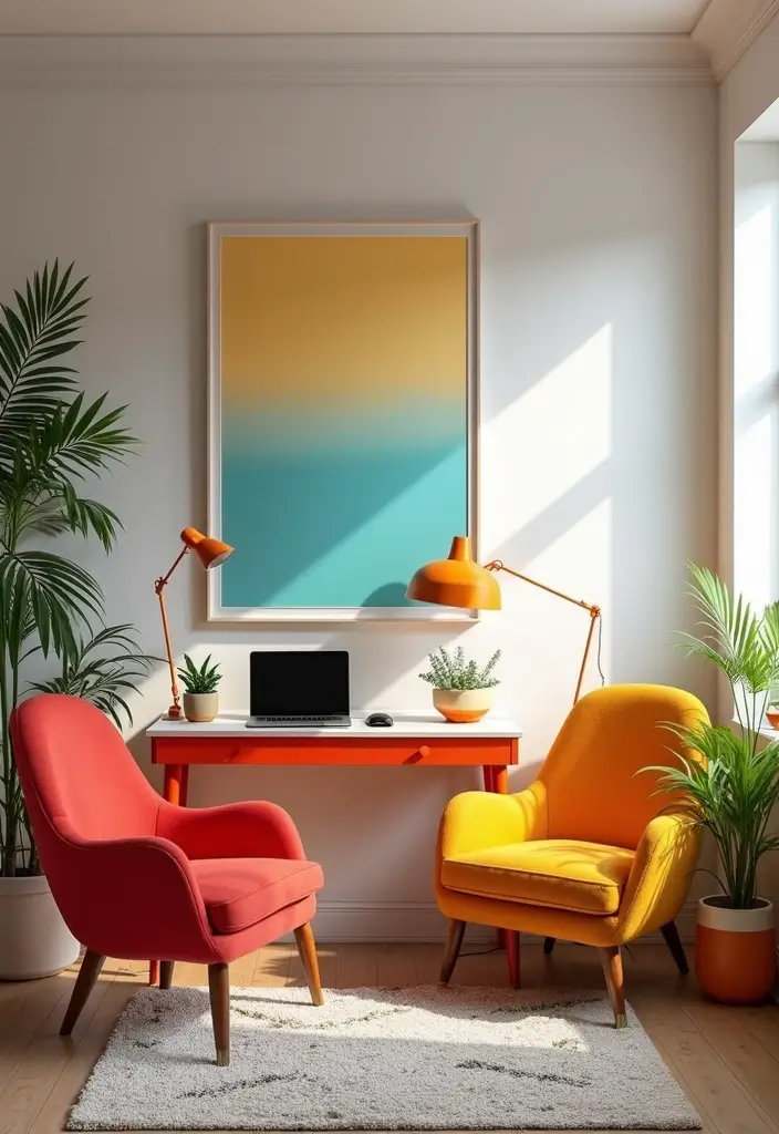 25 Funky Office Decor Ideas That Feel Fun and Unique 11. Brightly Colored Furniture