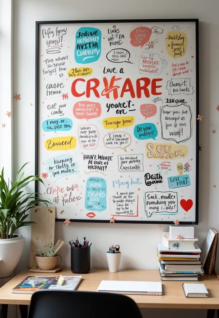 25 Funky Office Decor Ideas That Feel Fun and Unique 12. Inspirational Quote Boards