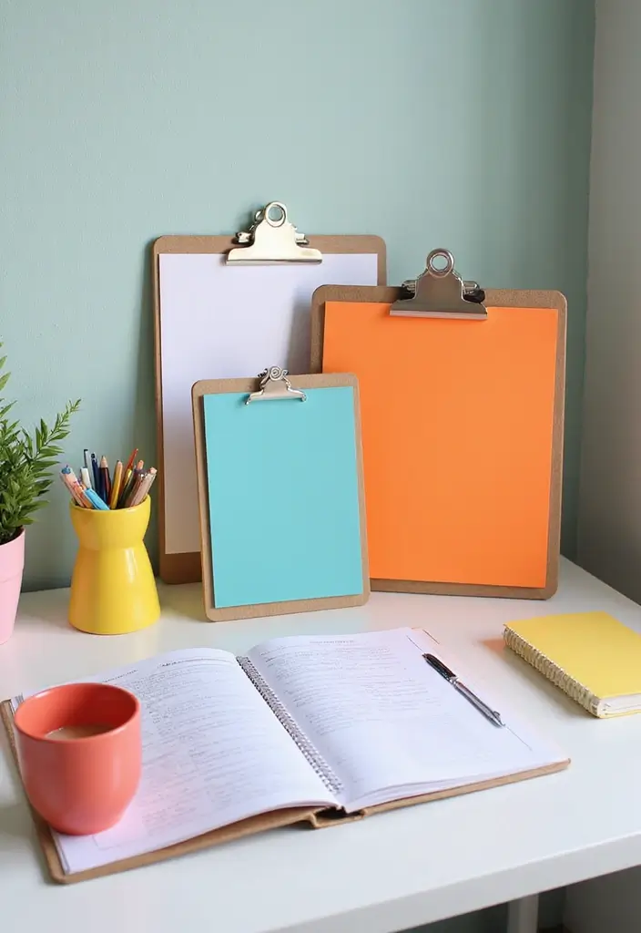25 Funky Office Decor Ideas That Feel Fun and Unique 21. Colorful Clipboards