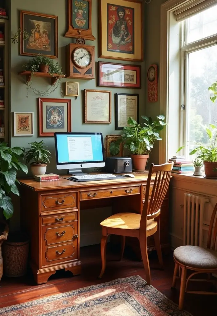 25 Funky Office Decor Ideas That Feel Fun and Unique 8. Vintage Finds