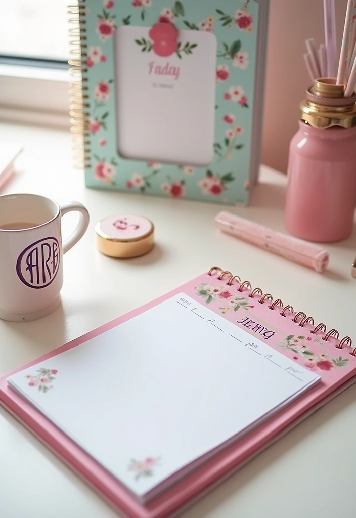 25 Girly Office Decor Ideas That Feel Chic and Feminine 10. Personalized Desk Items