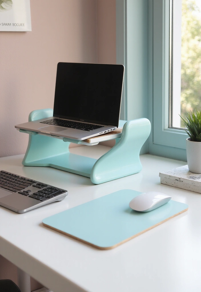 25 Girly Office Decor Ideas That Feel Chic and Feminine 17. Stylish Laptop Stand