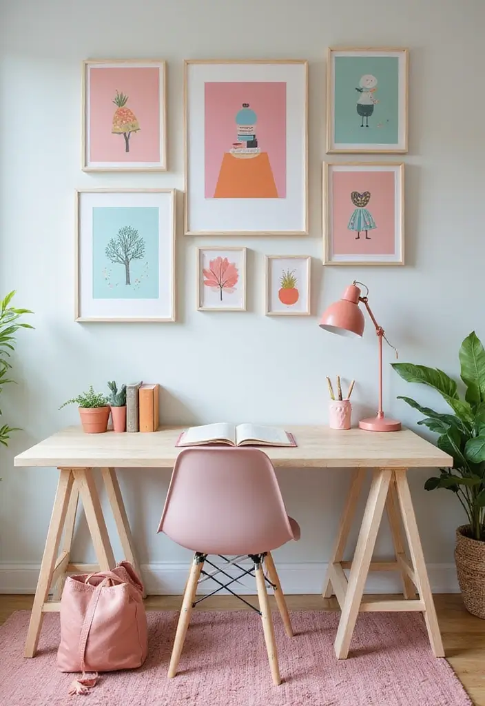 25 Girly Office Decor Ideas That Feel Chic and Feminine 2. Inspirational Wall Art