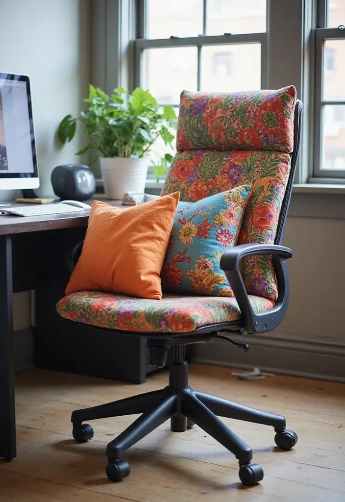 25 Girly Office Decor Ideas That Feel Chic and Feminine 21. Funky Chair Cushions