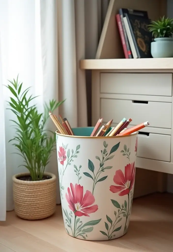 25 Girly Office Decor Ideas That Feel Chic and Feminine 22. Chic Wastebasket