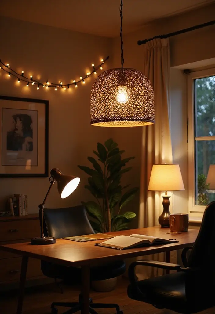 25 Girly Office Decor Ideas That Feel Chic and Feminine 7. Dreamy Lighting Fixtures