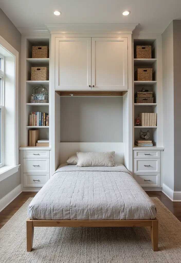 25 Home Office with Murphy Bed Ideas That Save Space 17. Integrated Storage Solutions