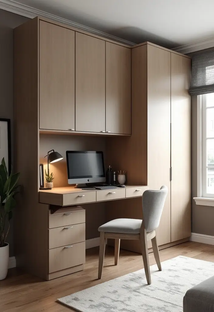 25 Home Office with Murphy Bed Ideas That Save Space 2. Murphy Bed with Desk Combo