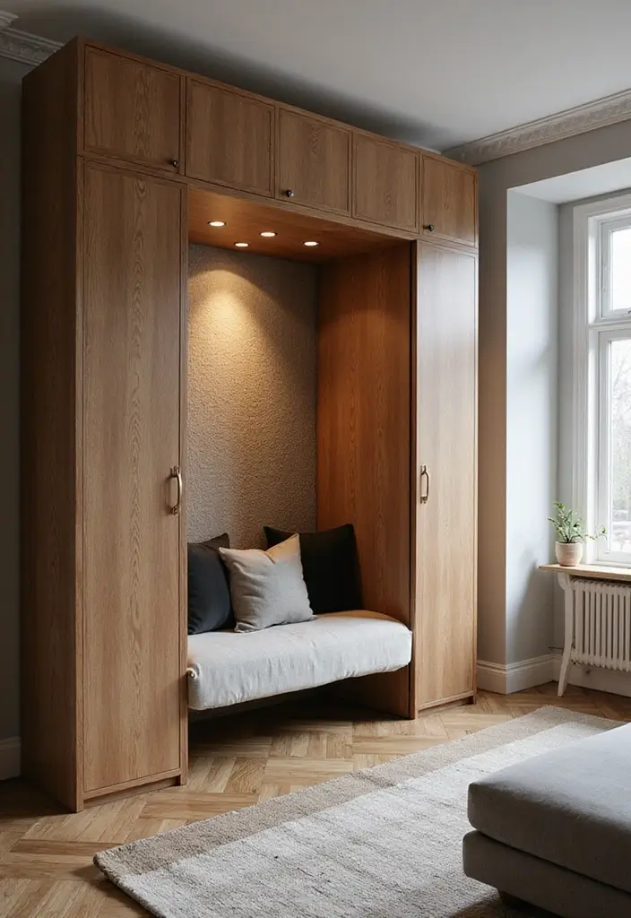 25 Home Office with Murphy Bed Ideas That Save Space 22. Textured Accents