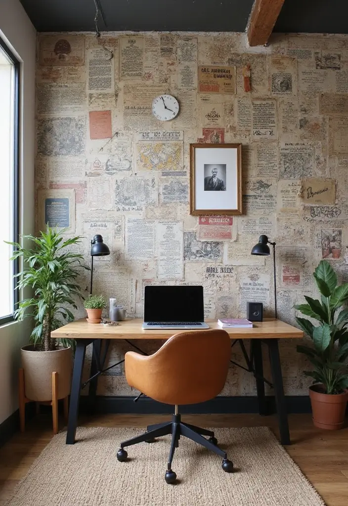 25 Industrial Home Office Ideas That Look Strong and Stylish 13. Industrial themed Wallpaper