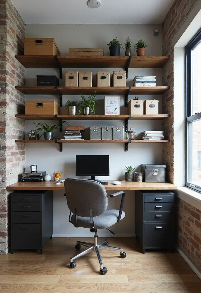 25 Industrial Home Office Ideas That Look Strong and Stylish 15. Customized Storage Solutions