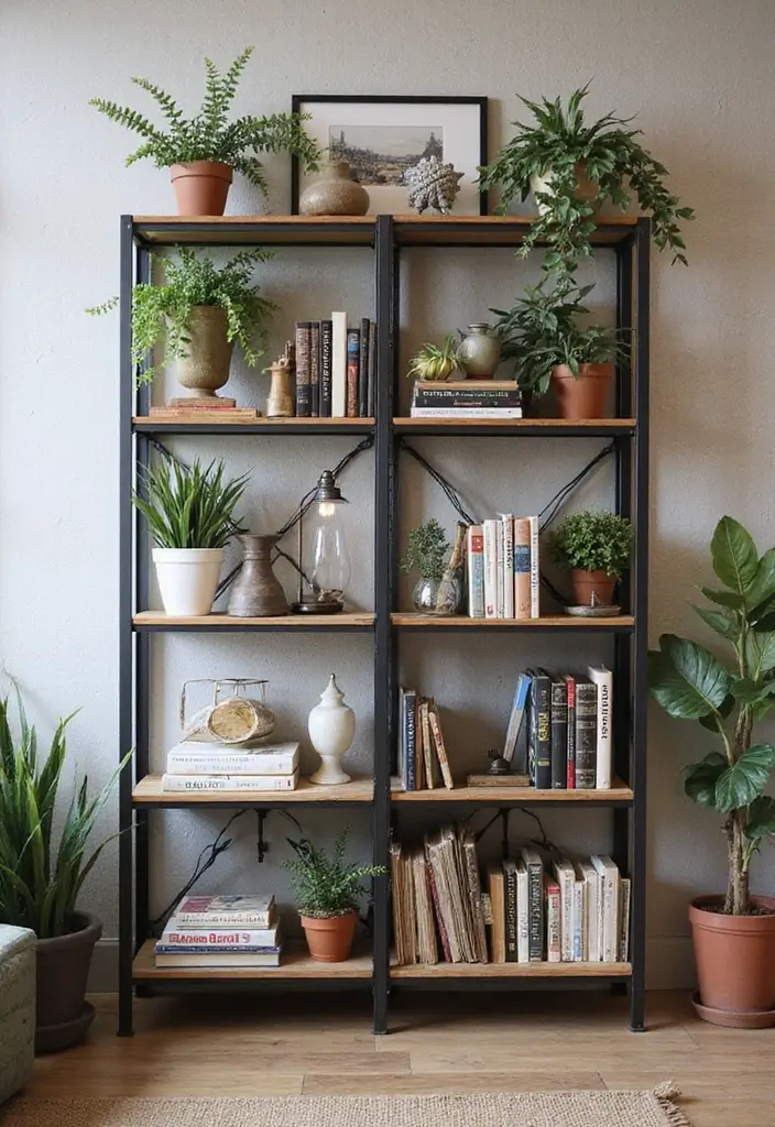25 Industrial Home Office Ideas That Look Strong and Stylish 2. Metal Shelving Units