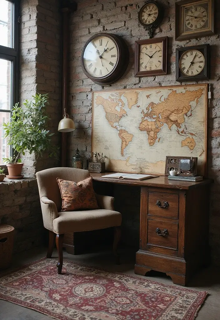 25 Industrial Home Office Ideas That Look Strong and Stylish 20. Vintage Accessories