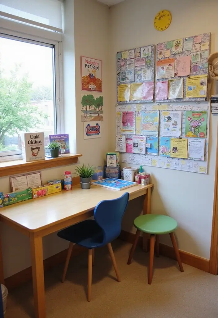25 Nurse Office Decor Ideas That Inspire Care and Calm 24. Community Health Resource Corner
