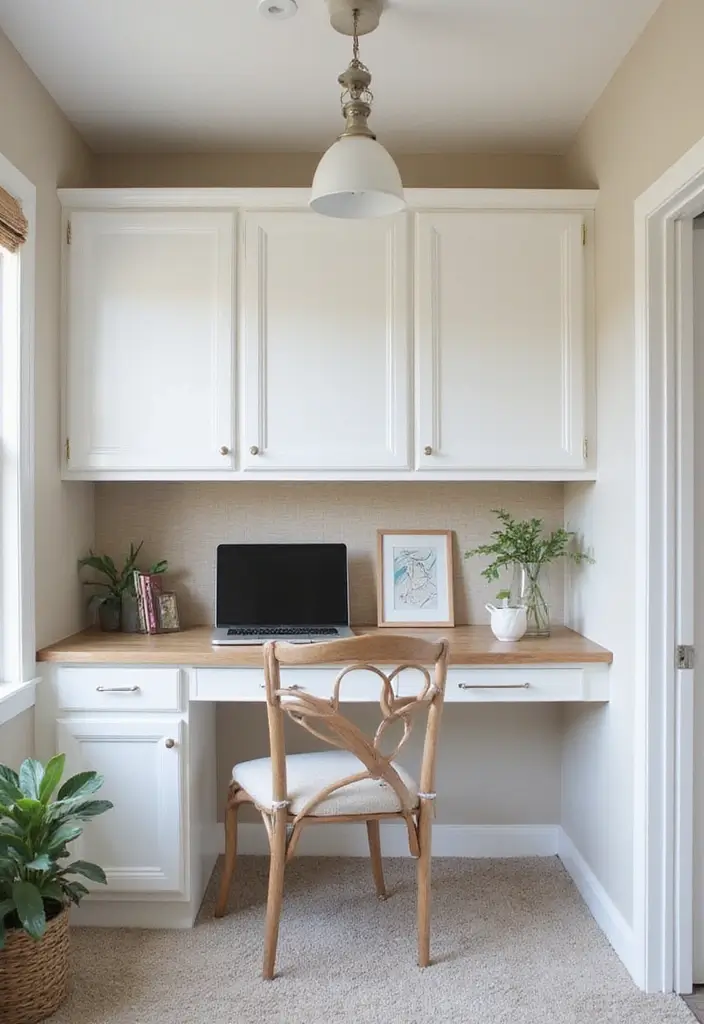 25 Office Cabinet Design Ideas That Maximize Storage 16. Hidden Desk Cabinet Combo