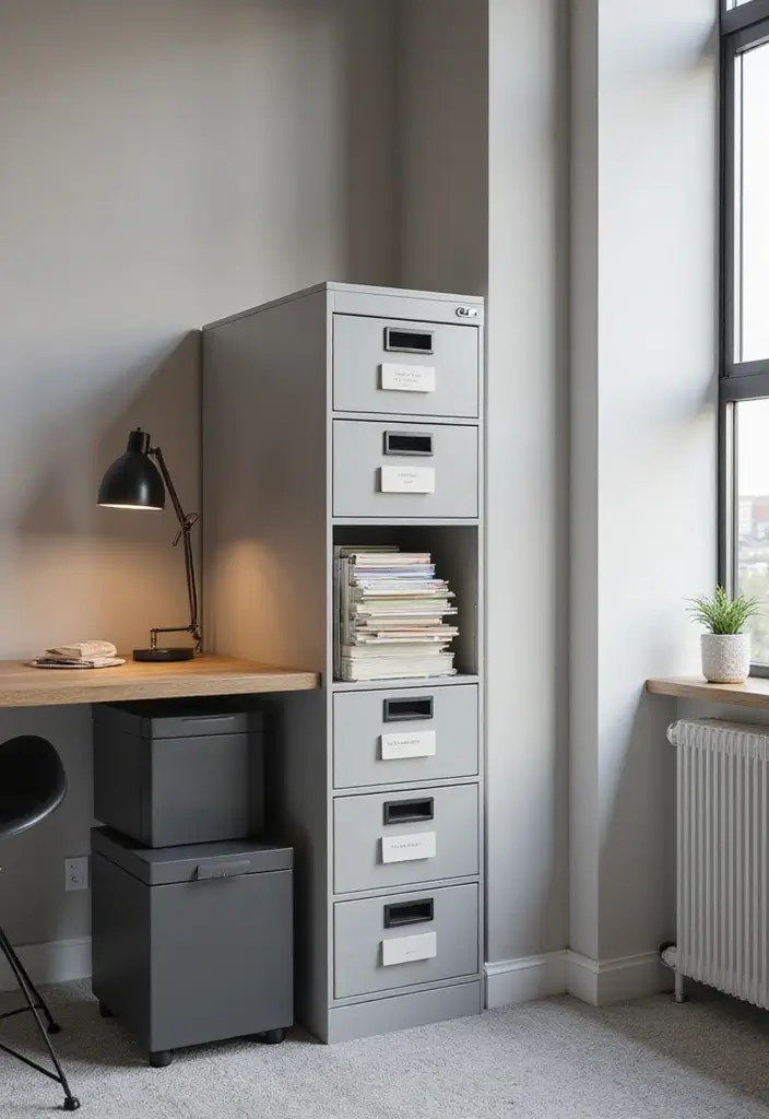 25 Office Cabinet Design Ideas That Maximize Storage 18. Vertical File Storage Units