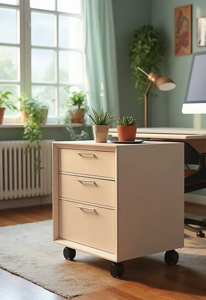 25 Office Cabinet Design Ideas That Maximize Storage 23. Chic Rolling Cabinets