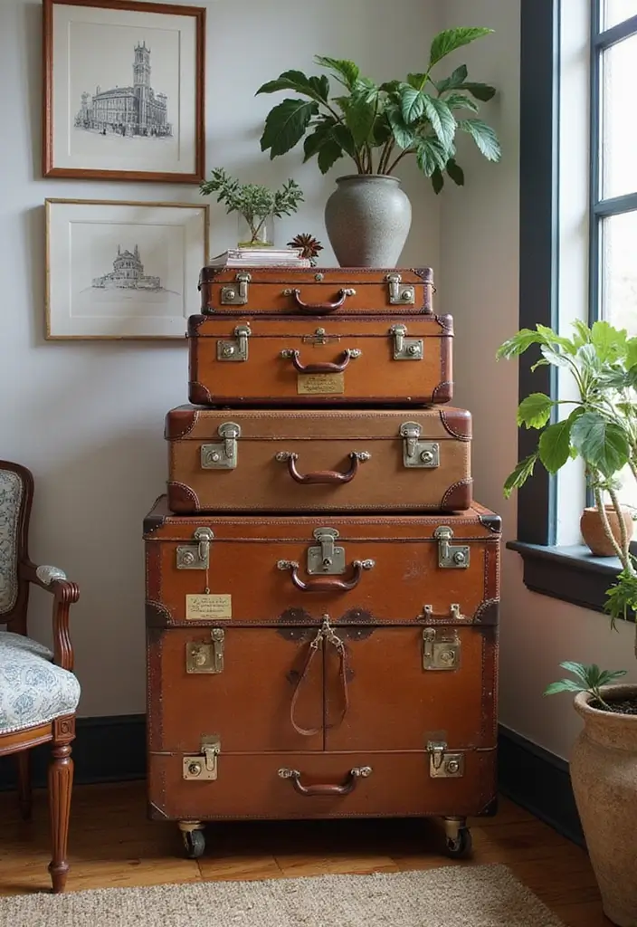 25 Office Cabinet Design Ideas That Maximize Storage 3. Vintage Suitcase Cabinets