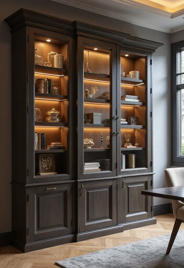 25 Office Cabinet Design Ideas That Maximize Storage 8. Glass Front Cabinets