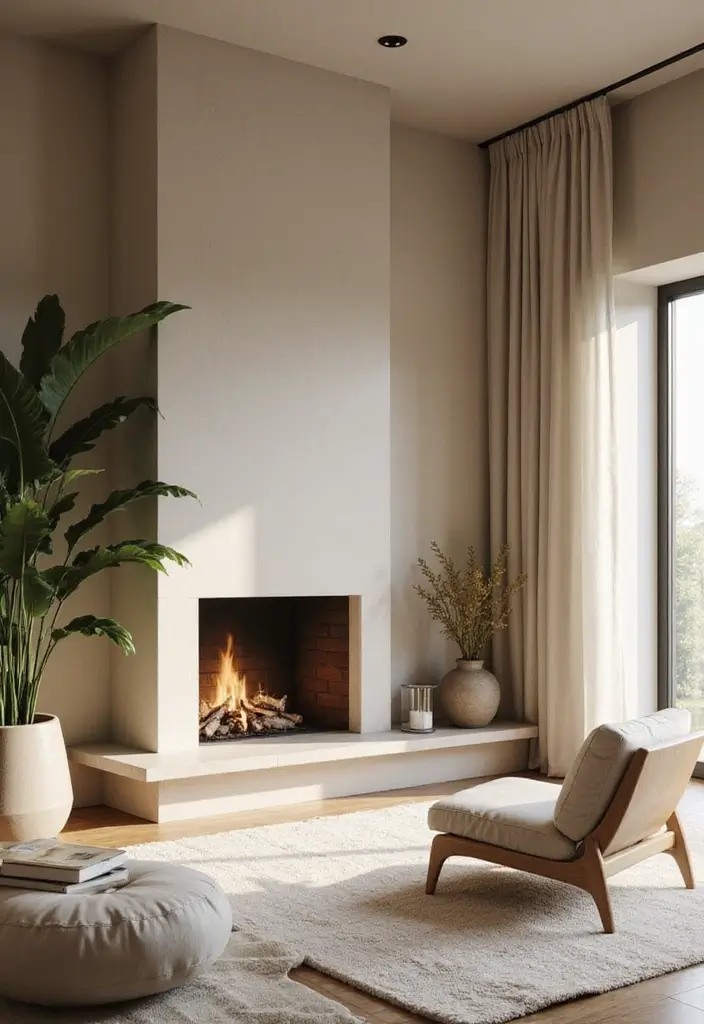 25 Office with Fireplace Designs for a Luxe Look 13. The Zen Zone