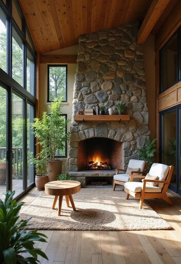 25 Office with Fireplace Designs for a Luxe Look 18. Outdoor Inspired