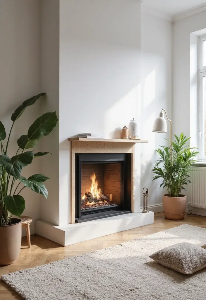 25 Office with Fireplace Designs for a Luxe Look 4. Scandi Chic