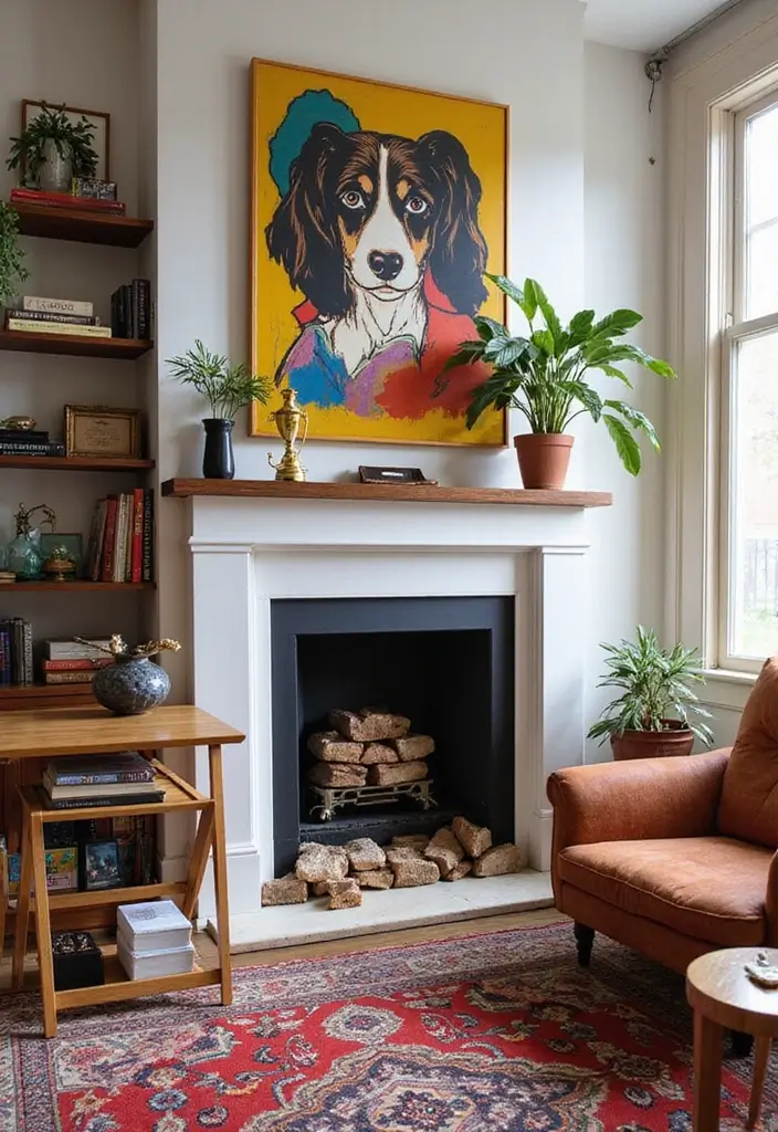 25 Office with Fireplace Designs for a Luxe Look 9. Artistic Abode