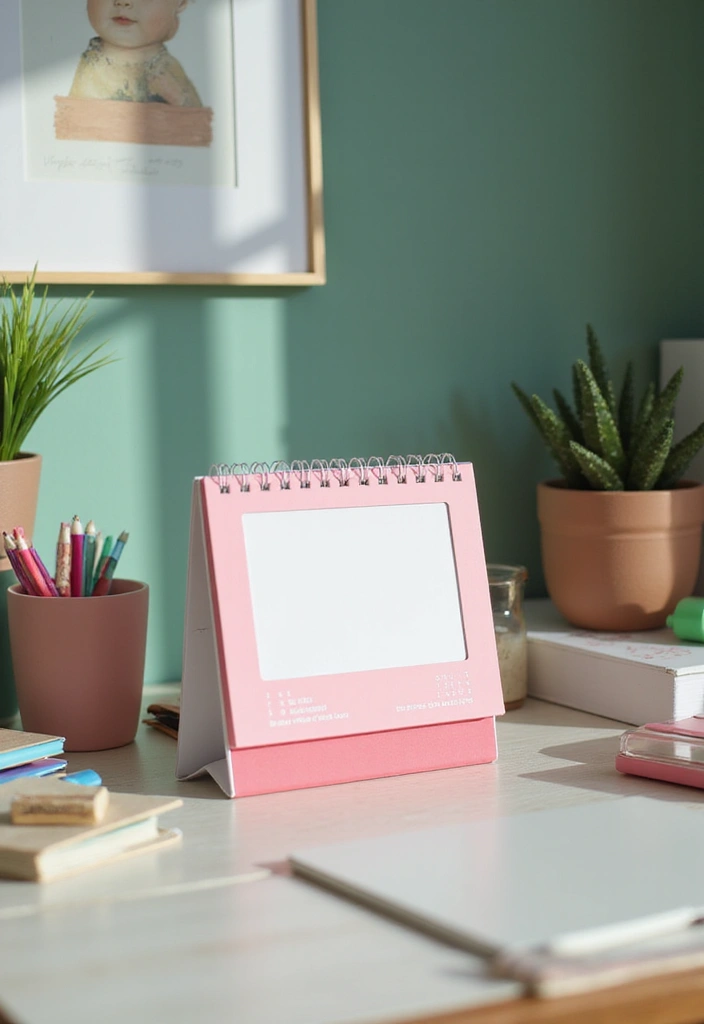 25 Pink and Green Office Ideas Full of Color and Energy 11. Playful Desk Calendars