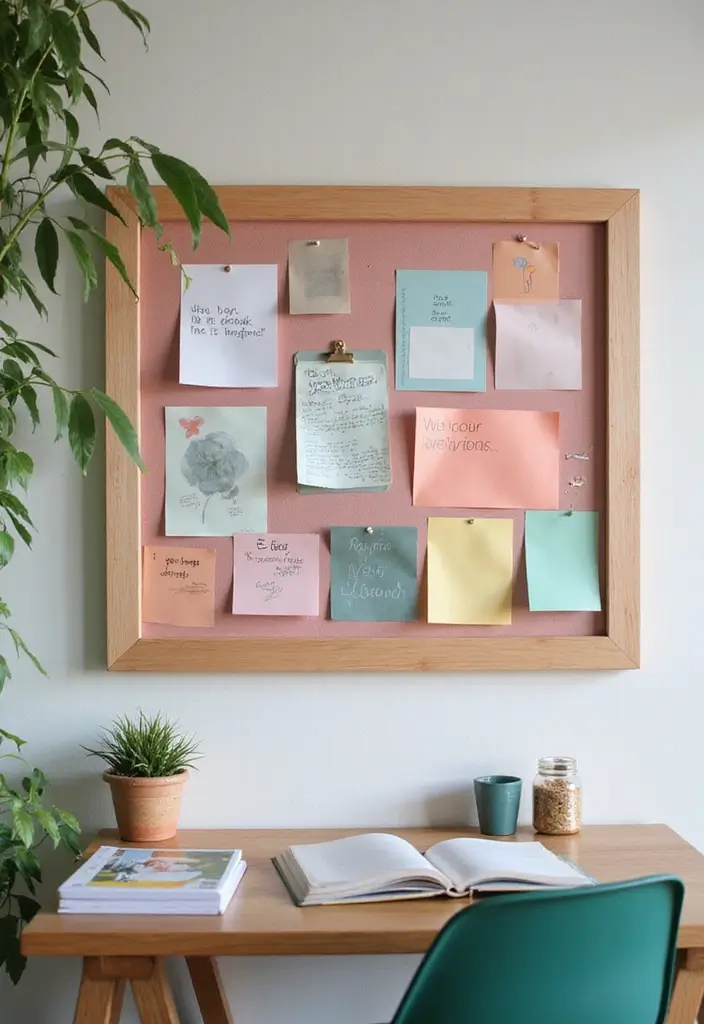 25 Pink and Green Office Ideas Full of Color and Energy 19. Creative Pinboards and Display Boards