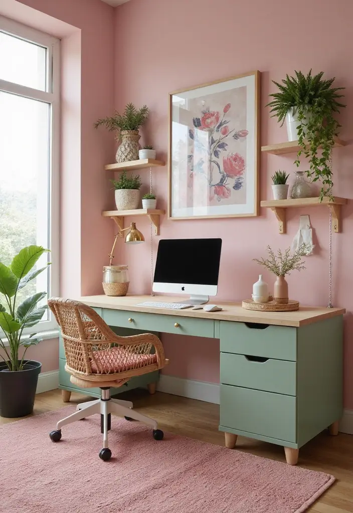 25 Pink and Green Office Ideas Full of Color and Energy 20. Pink and Green Office Themes