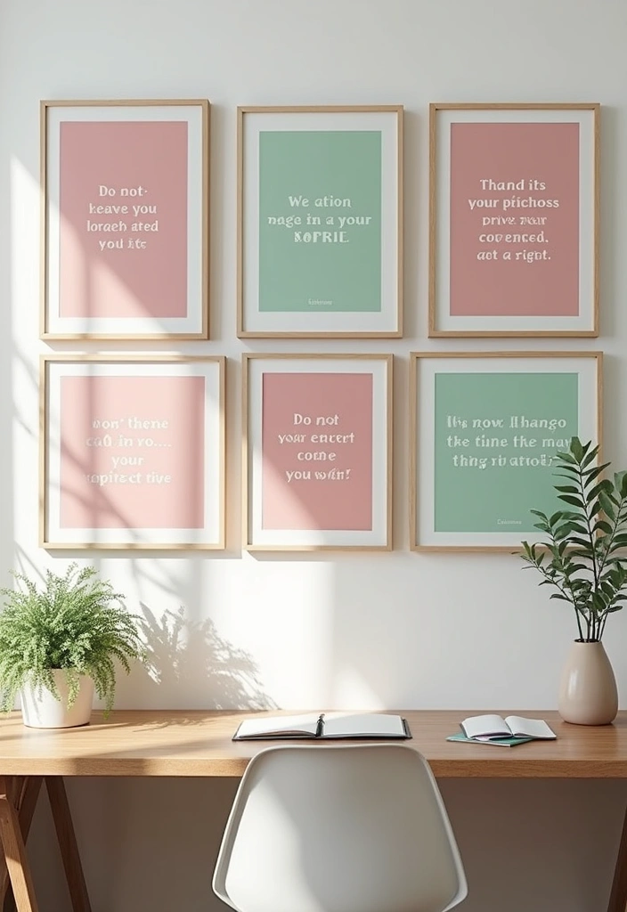 25 Pink and Green Office Ideas Full of Color and Energy 24. Inspirational Quote Posters