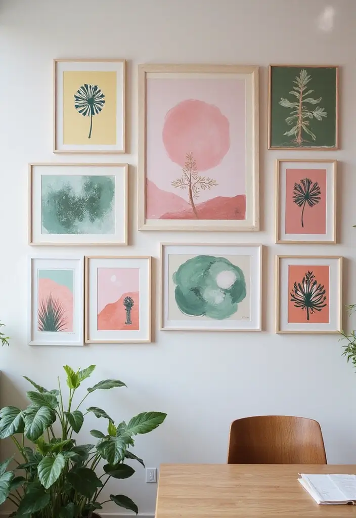 25 Pink and Green Office Ideas Full of Color and Energy 4. Lively Art Inspiration