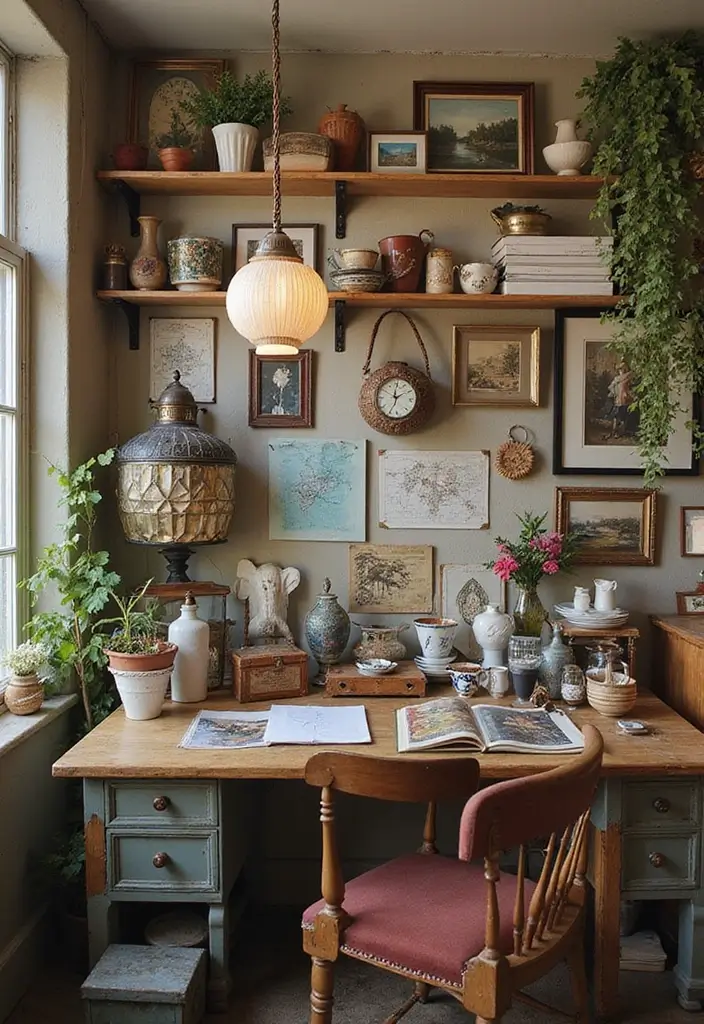 25 Vintage Office Ideas for a Retro Inspired Workspace 21. Eclectic Vintage Finds