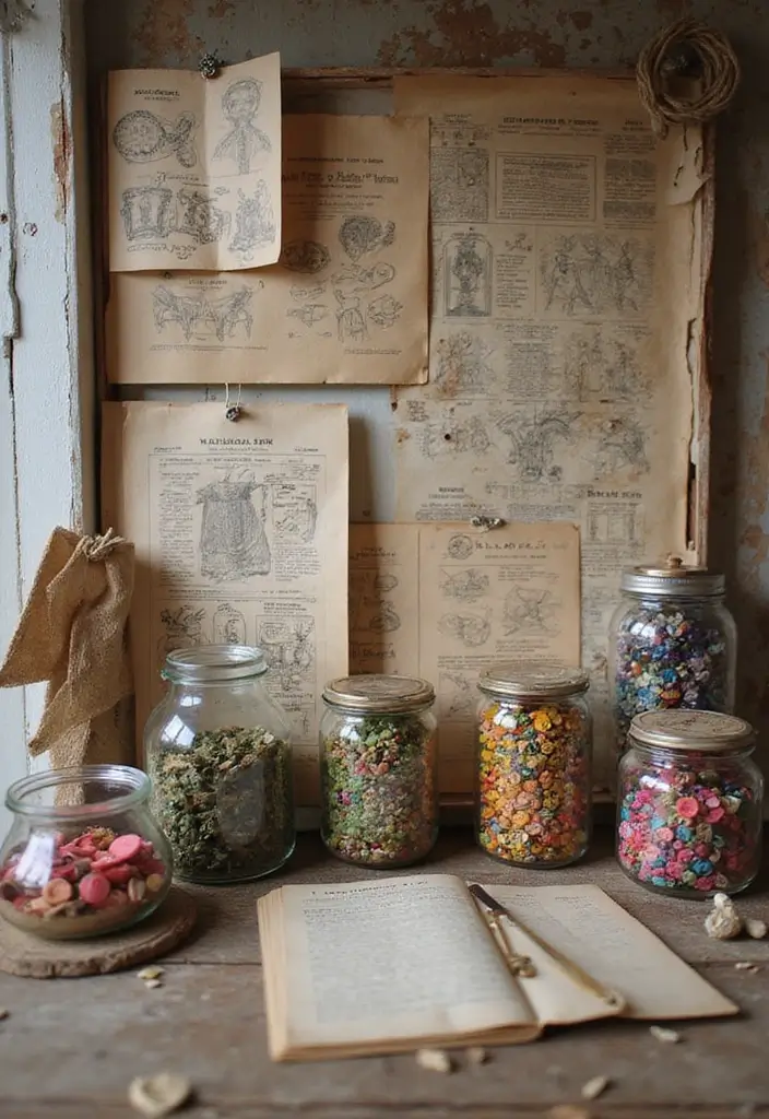 25 Vintage Office Ideas for a Retro Inspired Workspace 22. Vintage Crafting Materials