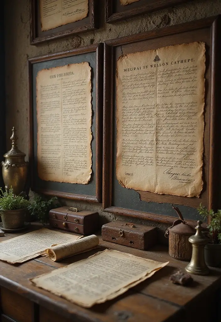 25 Vintage Office Ideas for a Retro Inspired Workspace 24. Antique Contracts and Papers