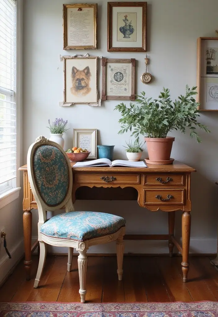 25 Vintage Office Ideas for a Retro Inspired Workspace 8. Reupholstered Vintage Chairs