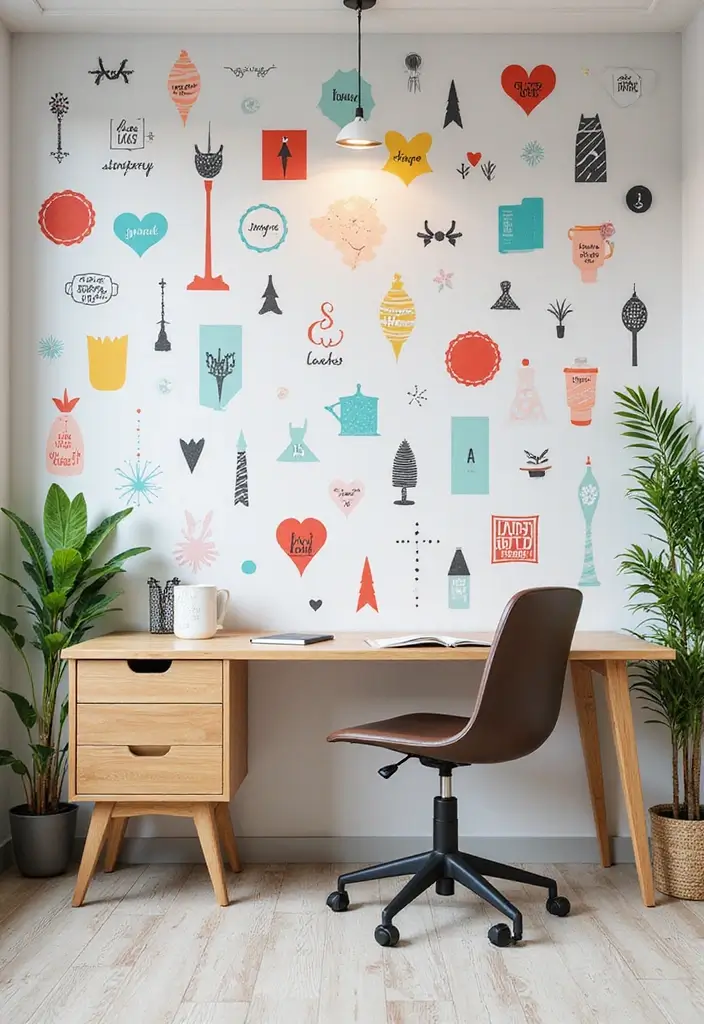 25 Wall Design Office Ideas for Unique Workspaces 10. Wall Decals Easy and Effective