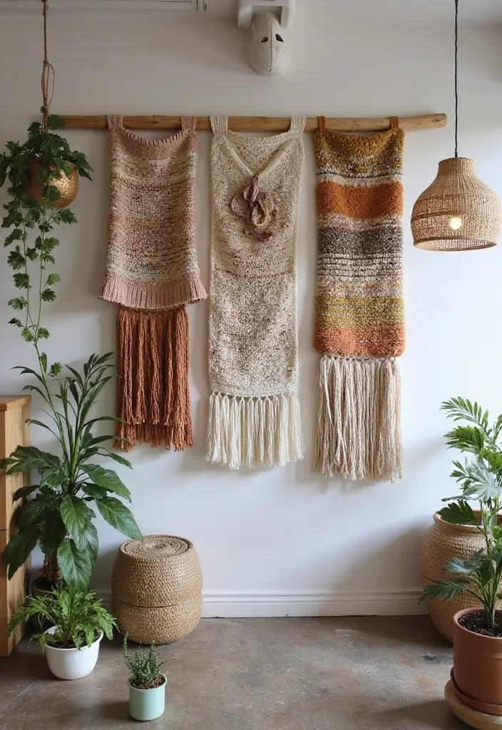 25 Wall Design Office Ideas for Unique Workspaces 16. Artisanal Textiles Handcrafted Elegance