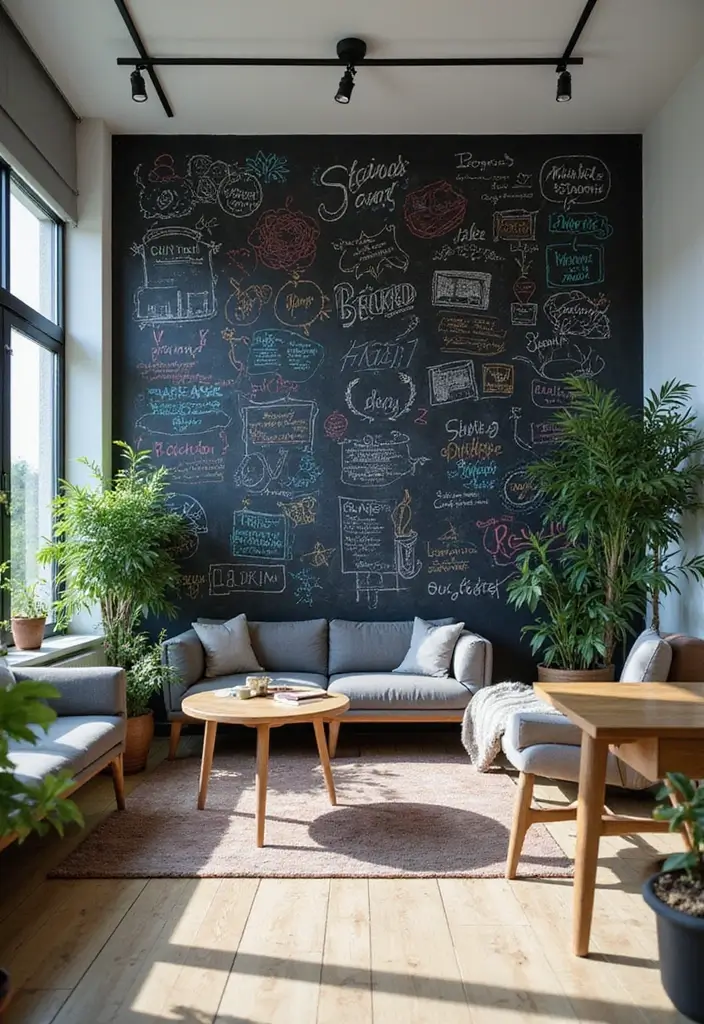25 Wall Design Office Ideas for Unique Workspaces 3. Chalkboard Wall Interactive Inspiration