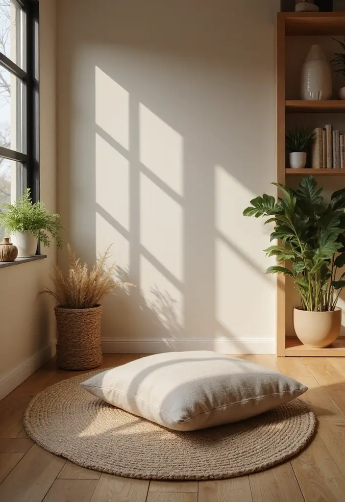 26 Calming Office Decor Ideas to Reduce Stress 14. Meditation Corner