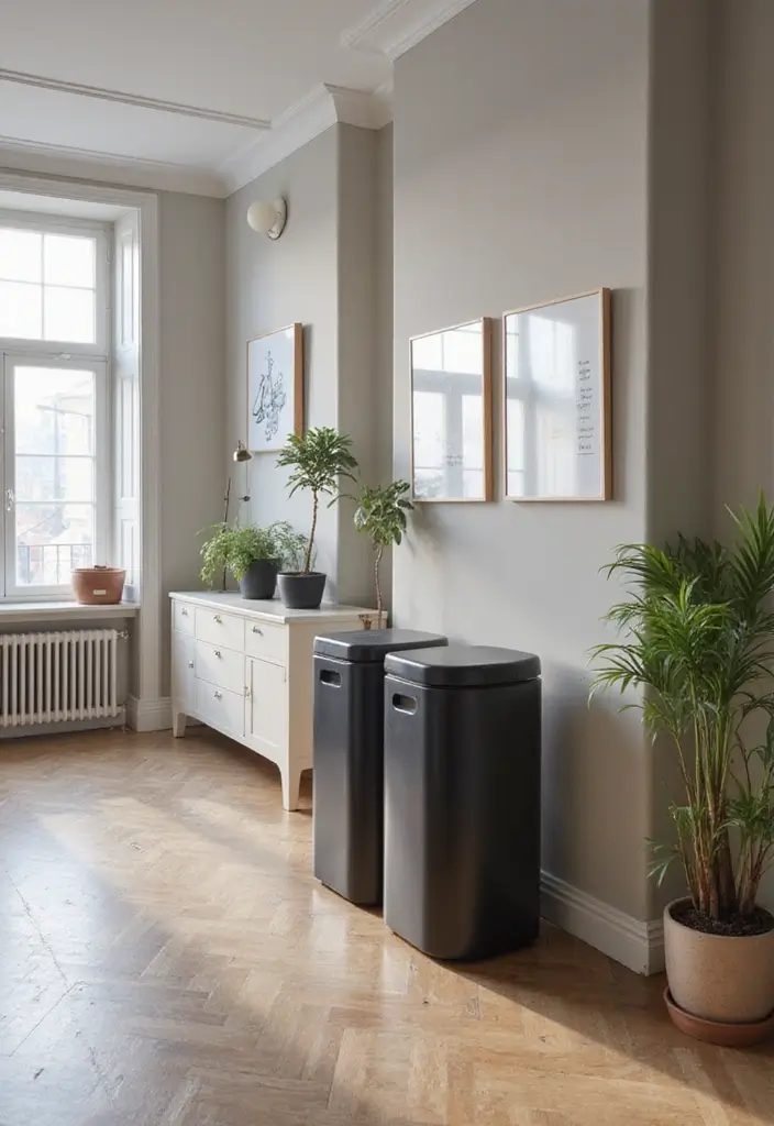 26 Classy Office Decor Ideas That Elevate Your Space 17. Elegant Waste Management