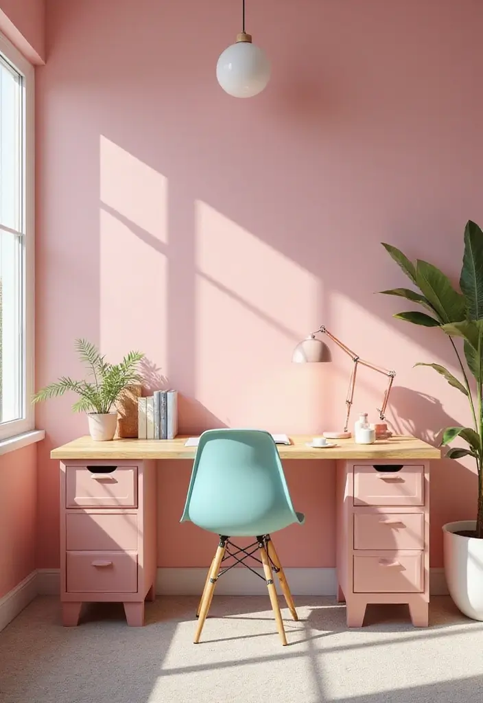 26 Creative Office Painting Ideas for Fresh Interiors 10. Playful Pastels