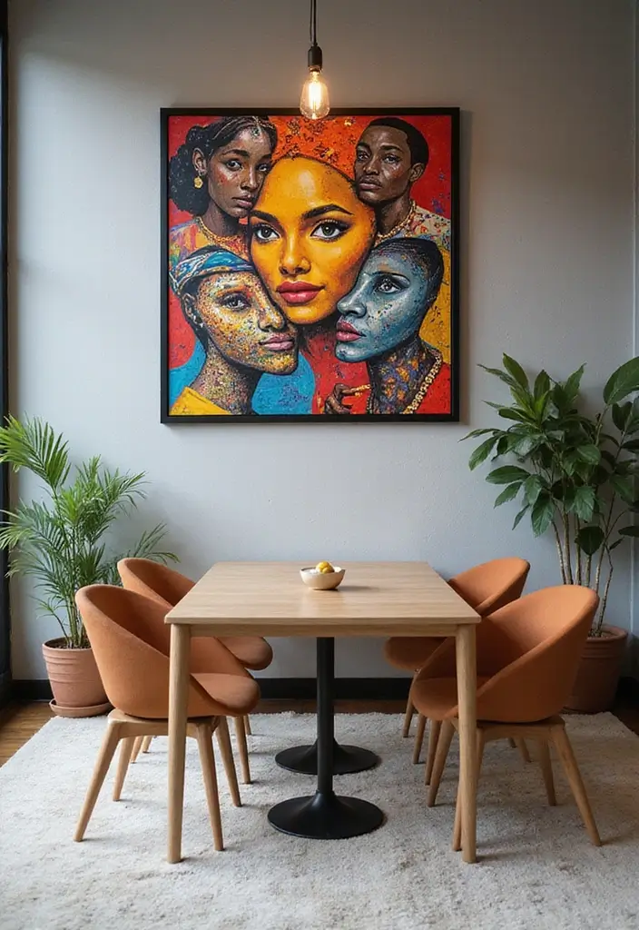 26 Creative Office Painting Ideas for Fresh Interiors 14. Collage of Cultural Art