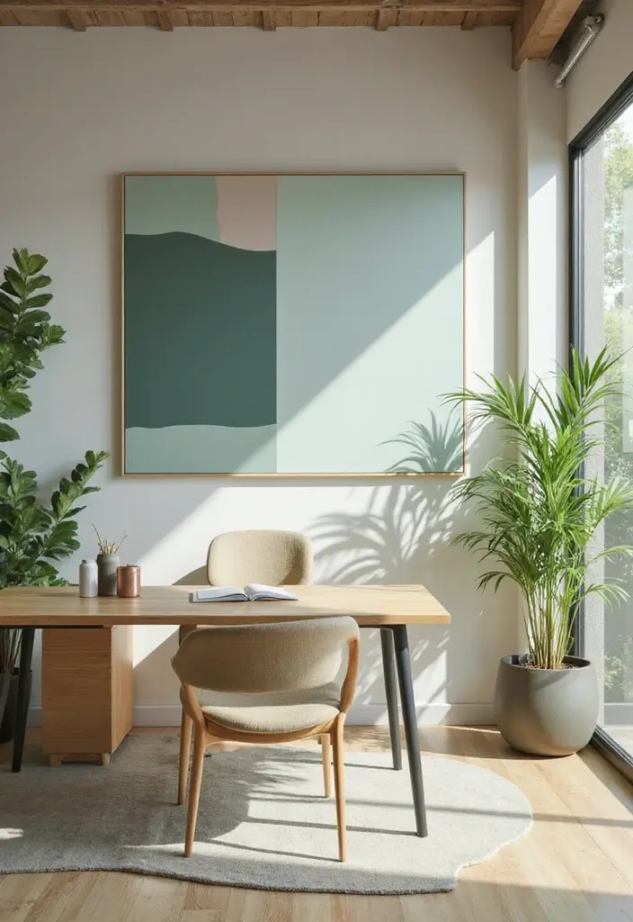 26 Creative Office Painting Ideas for Fresh Interiors 19. Nature Inspired Color Blocks