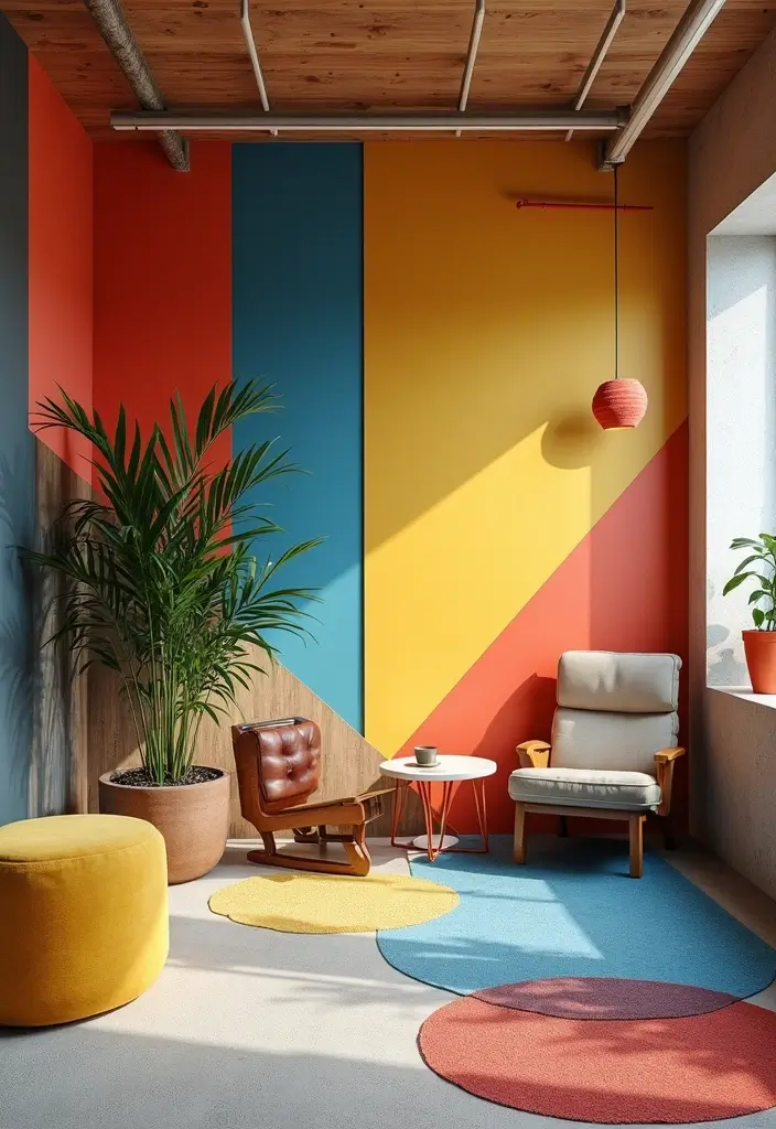 26 Creative Office Painting Ideas for Fresh Interiors 2. Bold Geometric Patterns