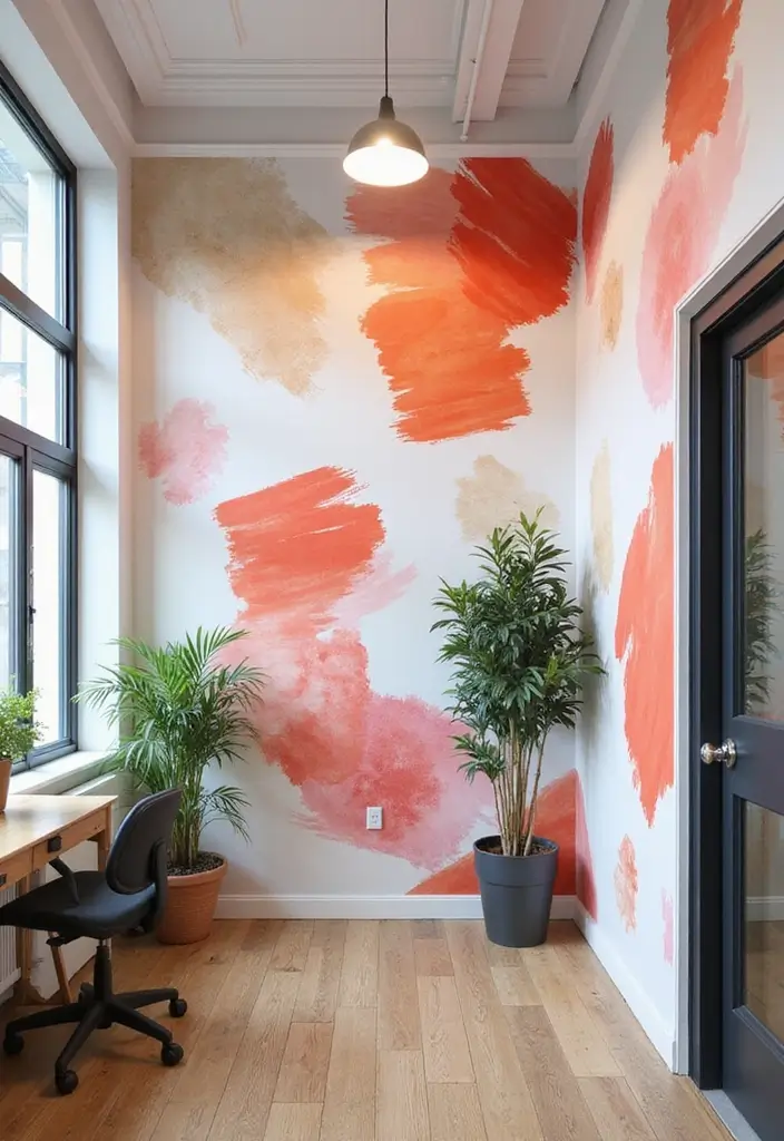 26 Creative Office Painting Ideas for Fresh Interiors 21. Whimsical Brushstroke Patterns