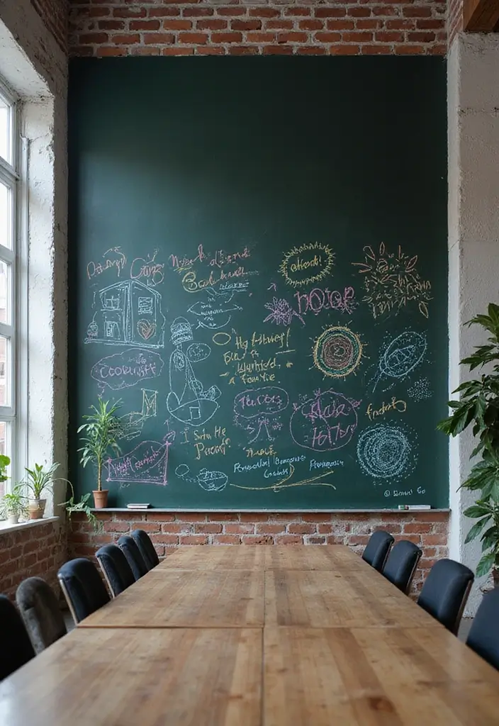 26 Creative Office Painting Ideas for Fresh Interiors 4. Minimalist Chalkboard Walls