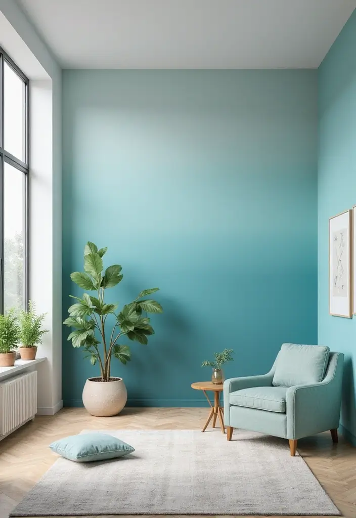 26 Creative Office Painting Ideas for Fresh Interiors 5. Calming Blue and Green Ombres